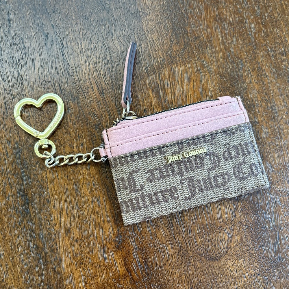 Juicy Couture Chestnut Chino & Pink Spring Fling Faux Leather Wallet Card Case